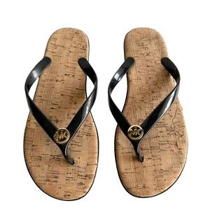 Michael Kors Jet Set Jelly Flip Flop Sandals Womens 9M Black Casual Flats